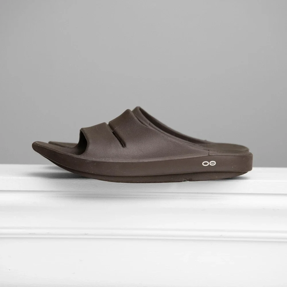 Oofos OOahh Slide Recovery Sandals Mocha Brown Mens 12 Orthopedic Athleisure